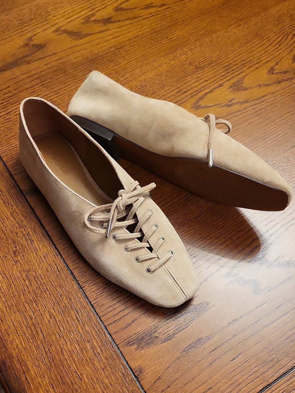 Madewell The Mylie Lace-Up Glove Flat, Suede,8 , Nwot